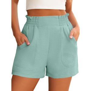 ANRABESS Women Summer Casual Shorts Elastic High Waisted Wide Leg Cute Dressy Beach Shorts 2025 Fashion Vacation Outfits(Mint Green)