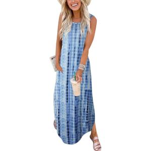 ANRABESS Women Summer Maxi Dress Beach Vacation Sundress Sleeveless Casual Loose Shirt Dresses 2025 Travel Outfits(Tie Dye)