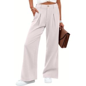 ANRABESS Women Wide Leg Dress Pants Lightweight High Waisted Business Casual Trousers Dressy Office Work Palazzo Pants Slacks(Beige)