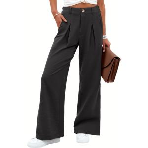 ANRABESS Women Wide Leg Dress Pants Lightweight High Waisted Business Casual Trousers Dressy Office Work Palazzo Pants Slacks(Black)