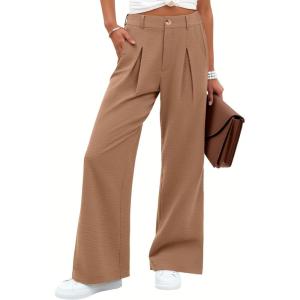 ANRABESS Women Wide Leg Dress Pants Lightweight High Waisted Business Casual Trousers Dressy Office Work Palazzo Pants Slacks(Tan)