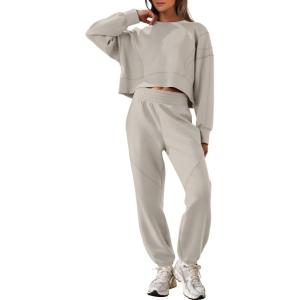 ANRABESS Womens 2 Piece Outfits Lounge Sets Cropped Sweatshirt Joggers Fashion Sweatsuit Sweat Set 2025 Winter Travel Outfits(Peytoe)
