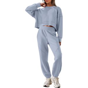 ANRABESS Womens 2 Piece Outfits Lounge Sets Cropped Sweatshirt Joggers Fashion Sweatsuit Sweat Set 2025 Winter Travel Outfits(Sky Blue)