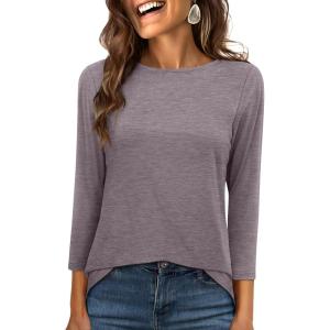 ANRABESS Womens 3/4 Length Sleeve Tops 2025 Summer Tee T-Shirts Boat Neck Tunic Travel Basic Blouses Fall Fashion Clothes(Taupe)