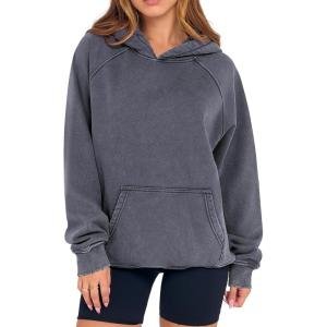 ANRABESS Womens Acid Wash Hoodie Oversized Long Sleeve 2025 Fall Fashion Sweatshirts(Deep Grey)