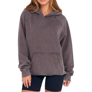 ANRABESS Womens Acid Wash Hoodie Oversized Long Sleeve 2025 Fall Fashion Sweatshirts(Light Coffee)