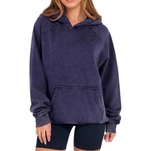 ANRABESS Womens Acid Wash Hoodie Oversized Long Sleeve 2025 Fall Fashion Sweatshirts(Navy Blue)