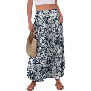 ANRABESS Women’s Maxi Skirts 2025 Fall Trendy Ankle Length High Waisted Boho Flowy Beach Long Skirt with Pockets Fashion(Floral Black)