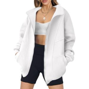 ANRABESS Women’s Oversized Full Zip Up Sweatshirts Jacket 2025 Fall Fleece Long Sleeve Hoodies Outfits(White)