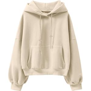ANRABESS Womens Oversized Hoodies Lantern sleeve Fleece Sweatshirts 2025 Fall Winter Loose Pullover Preppy Clothes(Beige)
