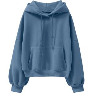 ANRABESS Womens Oversized Hoodies Lantern sleeve Fleece Sweatshirts 2025 Fall Winter Loose Pullover Preppy Clothes(Deep Blue)