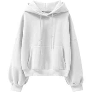 ANRABESS Womens Oversized Hoodies Lantern sleeve Fleece Sweatshirts 2025 Fall Winter Loose Pullover Preppy Clothes(White)