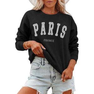 ANRABESS Womens Oversized Sweatshirts Crewneck Long Sleeve Pullover Hoodies Graphic Cute Teen Girls Clothes 2025 Fall Outfits(Black – Paris)