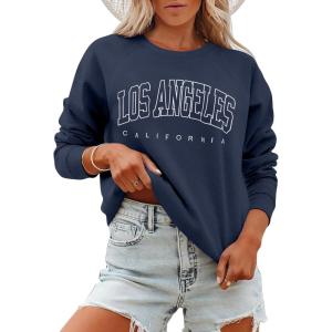 ANRABESS Womens Oversized Sweatshirts Crewneck Long Sleeve Pullover Hoodies Graphic Cute Teen Girls Clothes 2025 Fall Outfits(Navy Blue – Los Angeles)