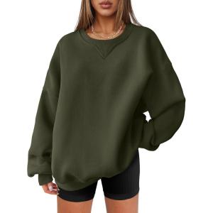 ANRABESS Womens Oversized Sweatshirts Hoodies Crewneck Fleece Pullover Sweaters 2025 Fall Outfits Teen Girls Winter Clothes(Armygreen)