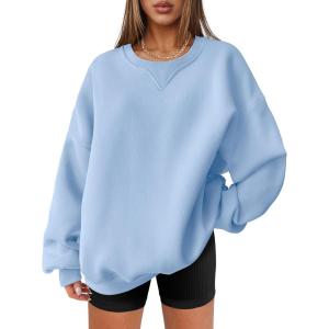 ANRABESS Womens Oversized Sweatshirts Hoodies Crewneck Fleece Pullover Sweaters 2025 Fall Outfits Teen Girls Winter Clothes(Blue)