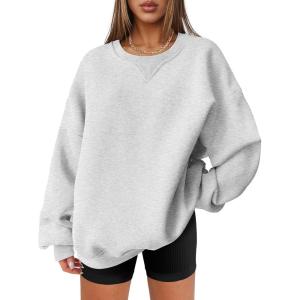 ANRABESS Womens Oversized Sweatshirts Hoodies Crewneck Fleece Pullover Sweaters 2025 Fall Outfits Teen Girls Winter Clothes(Grey)