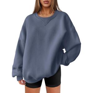 ANRABESS Womens Oversized Sweatshirts Hoodies Crewneck Fleece Pullover Sweaters 2025 Fall Outfits Teen Girls Winter Clothes(Greyblue)