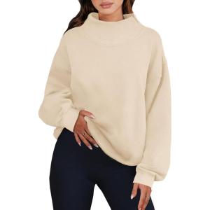 ANRABESS Womens Oversized Sweatshirts Turtleneck Pullover Long Sleeve Hoodies Tops 2025 Fall Fashion Preppy Outfits(Apricot)