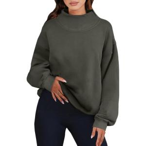 ANRABESS Womens Oversized Sweatshirts Turtleneck Pullover Long Sleeve Hoodies Tops 2025 Fall Fashion Preppy Outfits(Armygreen)