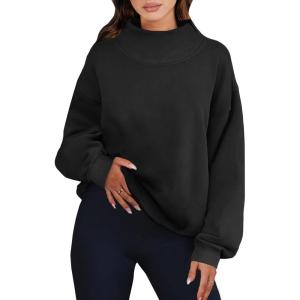 ANRABESS Womens Oversized Sweatshirts Turtleneck Pullover Long Sleeve Hoodies Tops 2025 Fall Fashion Preppy Outfits(Black)