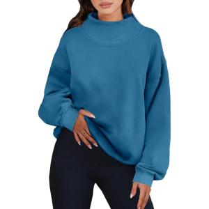 ANRABESS Womens Oversized Sweatshirts Turtleneck Pullover Long Sleeve Hoodies Tops 2025 Fall Fashion Preppy Outfits(Blue)