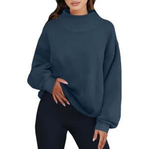 ANRABESS Womens Oversized Sweatshirts Turtleneck Pullover Long Sleeve Hoodies Tops 2025 Fall Fashion Preppy Outfits(Dark Navy Blue)