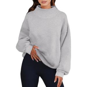ANRABESS Womens Oversized Sweatshirts Turtleneck Pullover Long Sleeve Hoodies Tops 2025 Fall Fashion Preppy Outfits(Grey)