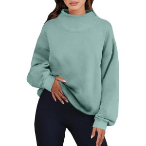 ANRABESS Womens Oversized Sweatshirts Turtleneck Pullover Long Sleeve Hoodies Tops 2025 Fall Fashion Preppy Outfits(Light Green)