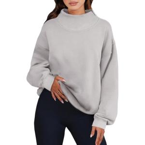ANRABESS Womens Oversized Sweatshirts Turtleneck Pullover Long Sleeve Hoodies Tops 2025 Fall Fashion Preppy Outfits(Light Grey)