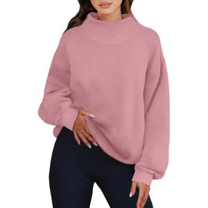 ANRABESS Womens Oversized Sweatshirts Turtleneck Pullover Long Sleeve Hoodies Tops 2025 Fall Fashion Preppy Outfits(Light Pink)