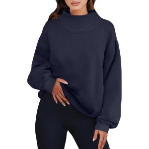 ANRABESS Womens Oversized Sweatshirts Turtleneck Pullover Long Sleeve Hoodies Tops 2025 Fall Fashion Preppy Outfits(Navy Blue)