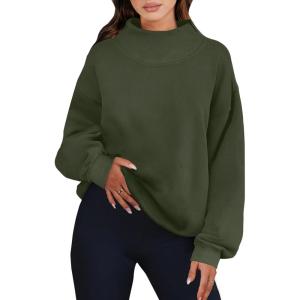 ANRABESS Womens Oversized Sweatshirts Turtleneck Pullover Long Sleeve Hoodies Tops 2025 Fall Fashion Preppy Outfits(Olive)