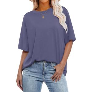 ANRABESS Womens Oversized T Shirts Short Sleeve Crewneck Tops Casual Loose Basic Tee Shirts 2025 Summer Trendy Outfits(Blue Purple)