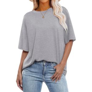 ANRABESS Womens Oversized T Shirts Short Sleeve Crewneck Tops Casual Loose Basic Tee Shirts 2025 Summer Trendy Outfits(Charcoal Heather)