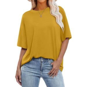 ANRABESS Womens Oversized T Shirts Short Sleeve Crewneck Tops Casual Loose Basic Tee Shirts 2025 Summer Trendy Outfits(Ginger)