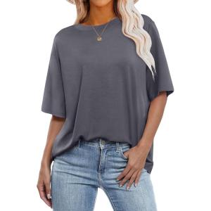 ANRABESS Womens Oversized T Shirts Short Sleeve Crewneck Tops Casual Loose Basic Tee Shirts 2025 Summer Trendy Outfits(Grey)