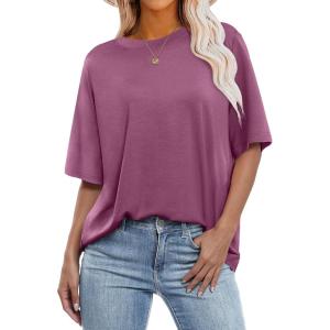 ANRABESS Womens Oversized T Shirts Short Sleeve Crewneck Tops Casual Loose Basic Tee Shirts 2025 Summer Trendy Outfits(Purple)