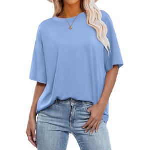 ANRABESS Womens Oversized T Shirts Short Sleeve Crewneck Tops Casual Loose Basic Tee Shirts 2025 Summer Trendy Outfits(Sky Blue)
