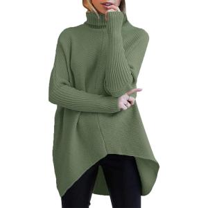 ANRABESS Womens Oversized Turtleneck Batwing Long Sleeve Casual Cozy Baggy Knit Pullover Tunic Sweater 2025 Fall Outfits(Celadon)