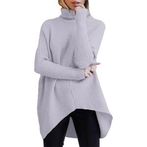 ANRABESS Womens Oversized Turtleneck Batwing Long Sleeve Casual Cozy Baggy Knit Pullover Tunic Sweater 2025 Fall Outfits(Lavender)