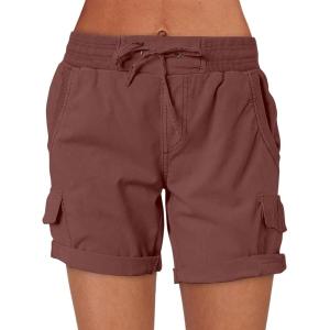 ANRABESS Womens Summer Shorts 2025 Dressy Casual Hiking Cargo Shorts Trendy Outdoor Outfits 6 Pockets(Brown Red)