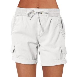 ANRABESS Womens Summer Shorts 2025 Dressy Casual Hiking Cargo Shorts Trendy Outdoor Outfits 6 Pockets(White)
