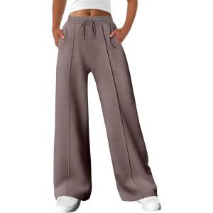 ANRABESS Womens Sweatpants Wide Leg Casual Loose Baggy Lounge Travel Pants 2025 Fall Drawstring Joggers with Pockets(Camel)