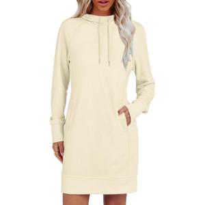 ANRABESS Womens Sweatshirt Dress Long Sleeve Hoodies Mini Dresses Fleece Casual Hoodie with Pockets 2025 Fall Fashion(Yellow)