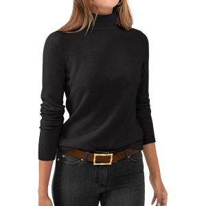 ANRABESS Womens Turtleneck Long Sleeve Sweater Tops Casual Soft Knit Fit Lightweight Basic Pullover 2025 Fall Work Outfits(Black)