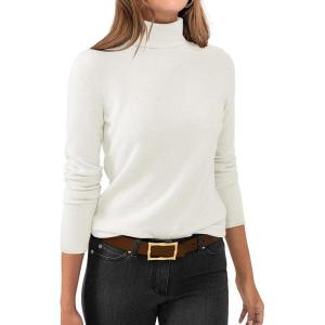ANRABESS Womens Turtleneck Long Sleeve Sweater Tops Casual Soft Knit Fit Lightweight Basic Pullover 2025 Fall Work Outfits(Cream White)