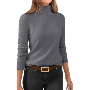 ANRABESS Womens Turtleneck Long Sleeve Sweater Tops Casual Soft Knit Fit Lightweight Basic Pullover 2025 Fall Work Outfits(Deep Grey)