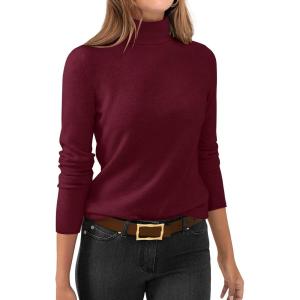 ANRABESS Womens Turtleneck Long Sleeve Sweater Tops Casual Soft Knit Fit Lightweight Basic Pullover 2025 Fall Work Outfits(Wine Red)