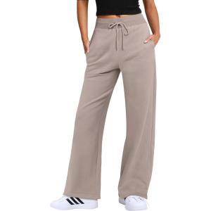 ANRABESS Women’s Wide Leg Pants High Waist Drawstring Sweatpants Joggers with Pockets(Khaki)